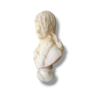 Large Alabaster Bust Of A Draped Woman Attributed To Pochini