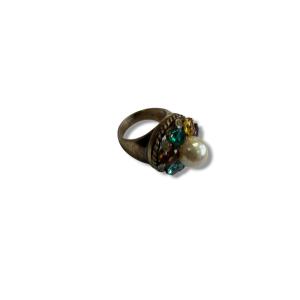 Gold And Silver Ring With Pearl And Stones