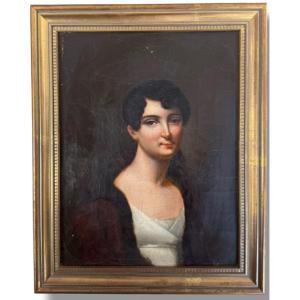 Ecole XIXeme Jeune Femme Au Manteau Suiveur De Boilly