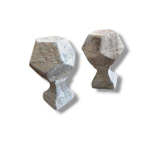 Pair Of Large Polygons On Stone Base