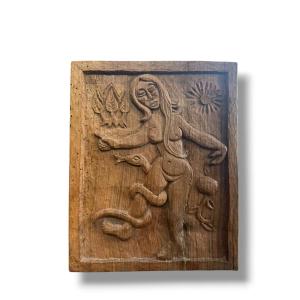 Popular Art Wooden Bas Relief Eve In Paradise