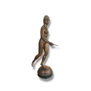 Large Bronze Diana The Huntress After Houdon