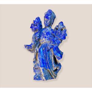 Statuette Chinoise En Pierre De Lapis Lazuli