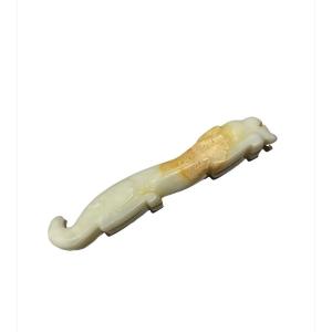 Chinese Fibula In White Nephrite Jade Representing A Dragon