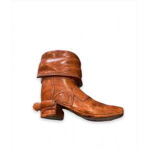 Master's Shoe In Carved Wood Folk Art Late Nineteenth Early Twentieth