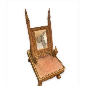 Table Psyche In Carved Molded Wood Decorated With Dragons And Flowers - Circa 1930