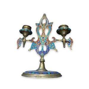 Cloisonne Double Candlestick
