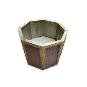 Large Chromed Steel And Wicker Planter Attributed To Gabrielle Crespi And Roméo Rega