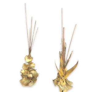 Pair Of Copper, Bronze And Cut Metal Supports In The Style Of Arman And Dall'anese