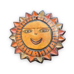 1960s Polychrome Wooden Wall Sun