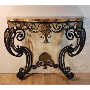 Wrought Iron And Ornate Console Table