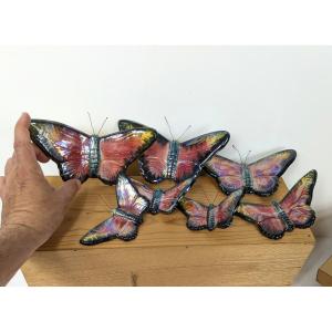 A Set Of Seven Glazed Ceramic Butterflies - Circa 1950-60