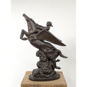 Pegasus Ridden By Bellerophon. Bronze 1920-40 #878