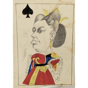 The Queen Of Spades - In The Style Of Lewis Carroll - Caricature Circa 1960 - 