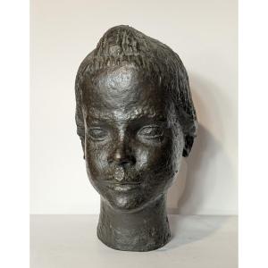 Child's Head - Bronze Dated 1943 - Monogram B