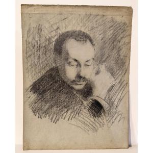 Portrait Of A Man, Circa 1880-1900 - Black Chalk - No. 1