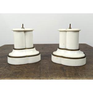 Pair Of White Marble Pedestals, Romantic Period 1820/40