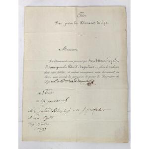 Duke Of Angoulême - Award Of The Order Of The Lily 1815