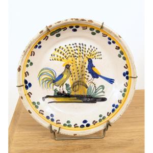 Early 19th-century Plate - Birds With A Sheaf Of Wheat 