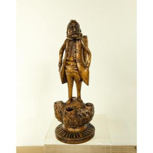 A Bearded Man Holding Cigarettes - Souvenir Craft - Fontainebleau Circa 1850-80