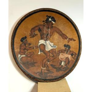 Tray With Dancer - Madagascar Colonial Work - 1930-50 - 52cm