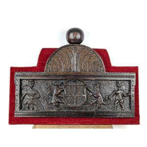 Tudor Period Relief - Coat Of Arms - Dragon - Lion - Allegory Of Power. Circa 1560-1600
