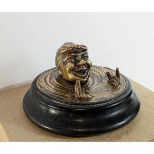 Inkwell With Bather - Bronze Circa 1850-80