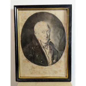 Portrait Of A Member Of The Order Of Saint Michael - Charcoal Drawing, 1820