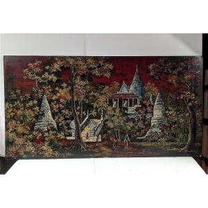 Temples In The Jungle - Indochinese Lacquer, 1950s–60s - Hanoi School