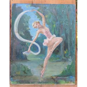 Dancer With A Veil - Pierre Le Faguays, Pseudonym Pierre Laurel - Oil On Panel, 1950