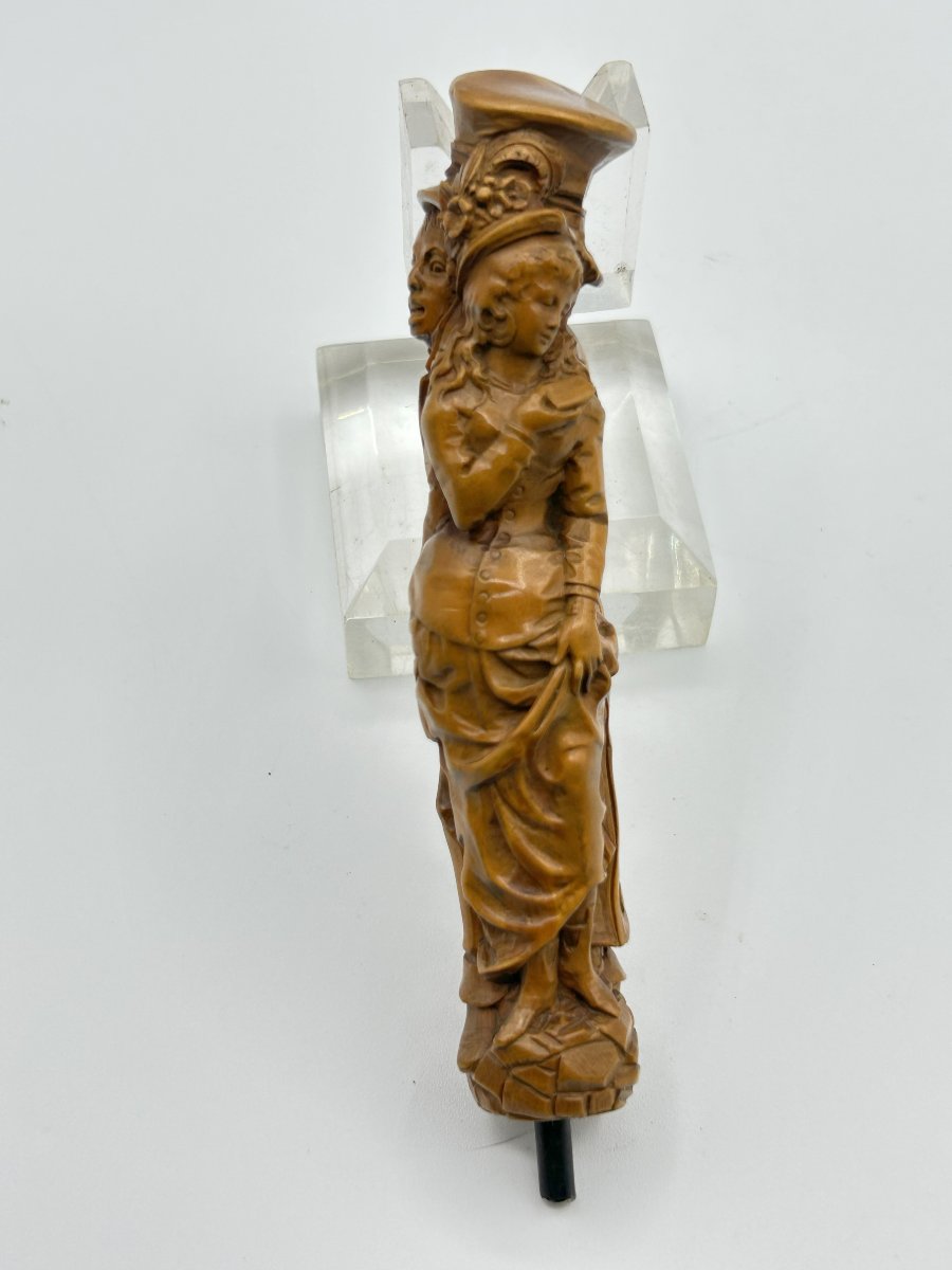 Bastone in legno di bosso (manico) scolpito-photo-1