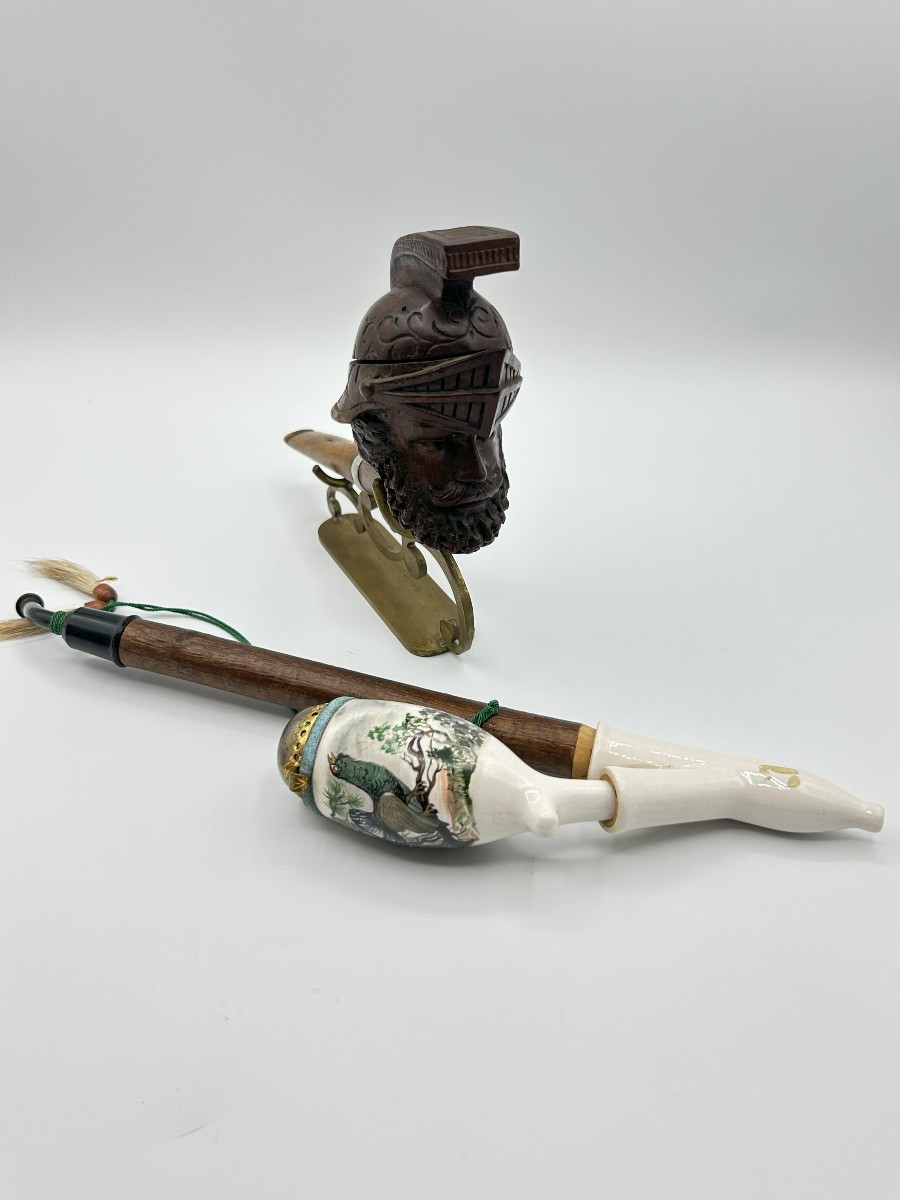 Pipe (due) in legno e ceramica