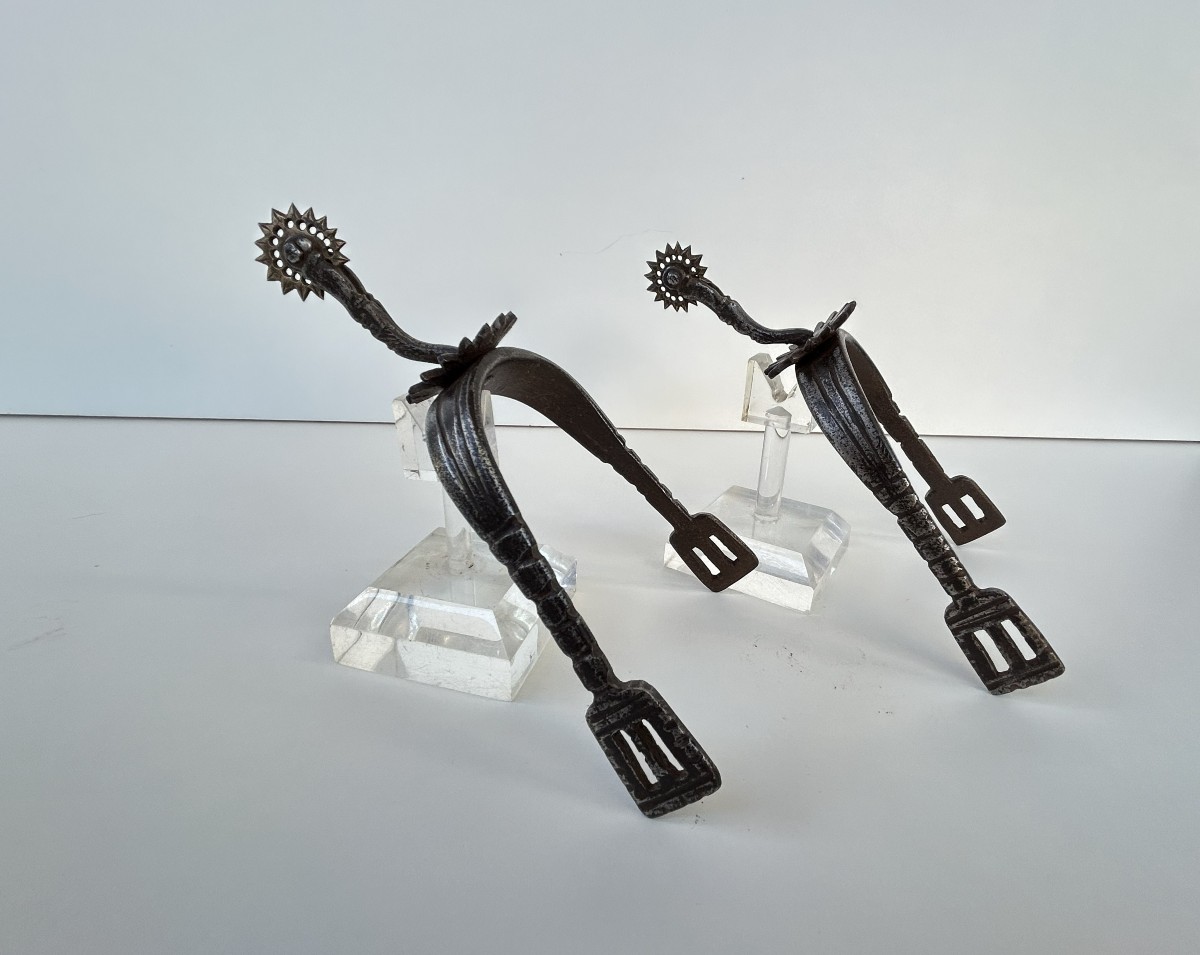 coppia di speroni in ferro forgiato