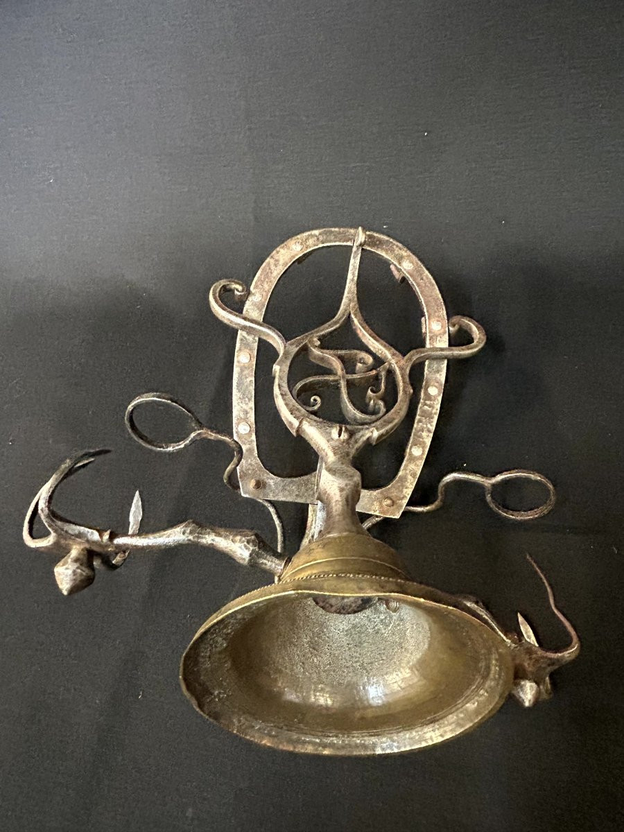 Porta calamaio in ferro forgiato e bronzo-photo-3