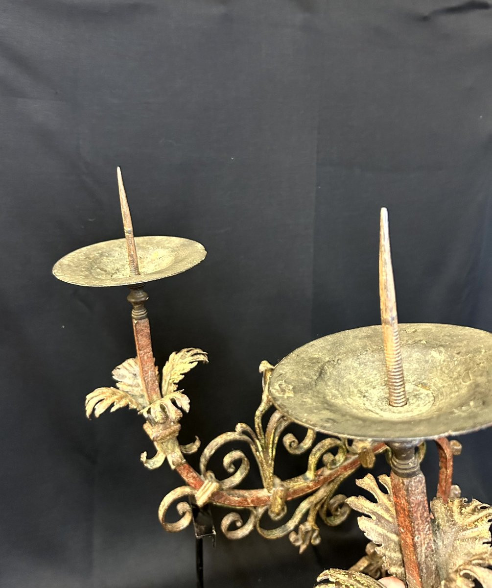 Coppia di porta ceri in ferro forgiato-photo-1