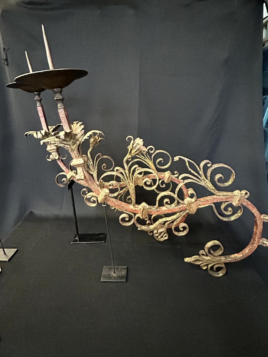 Coppia di porta ceri in ferro forgiato-photo-4