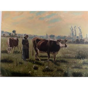 The Shepherdess And Her Cows