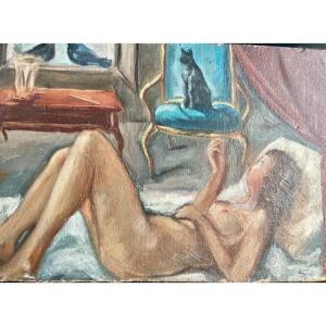 Naked Woman Lying In Bed