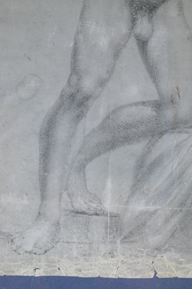 Bel disegno rinascimentale 'uomo nudo inginocchiato'-photo-1