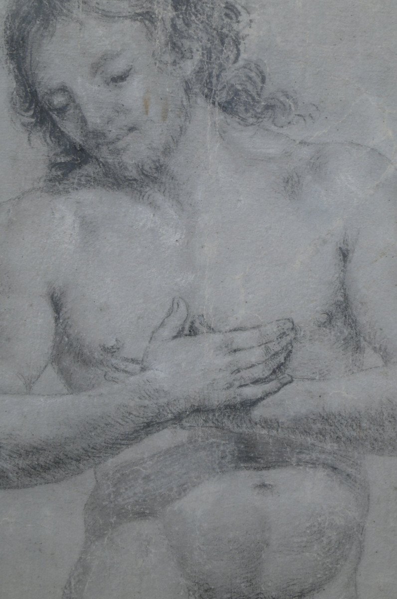 Bel disegno rinascimentale 'uomo nudo inginocchiato'-photo-2