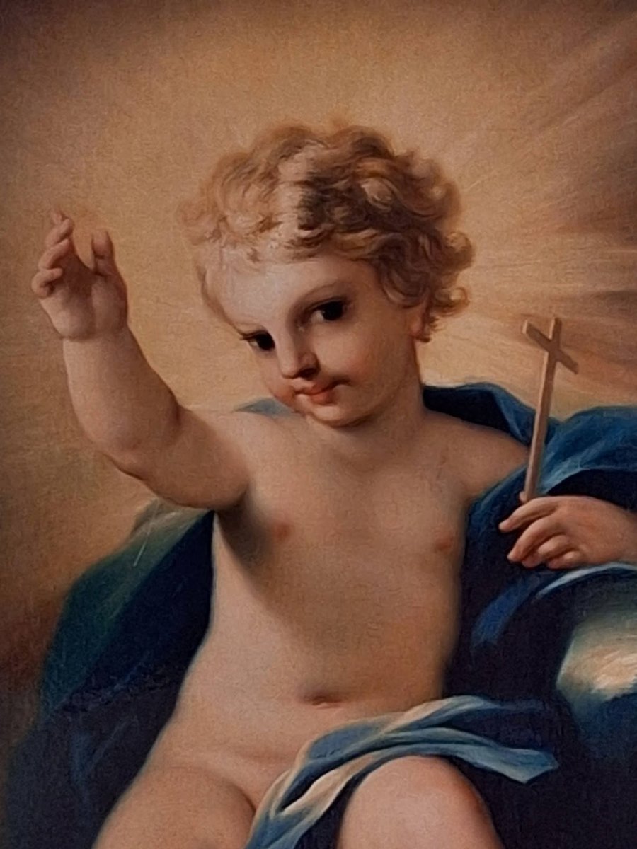 Dipinto ad olio su tela 'Gesù Bambino benedicente' .  Francesco Solimena-photo-2