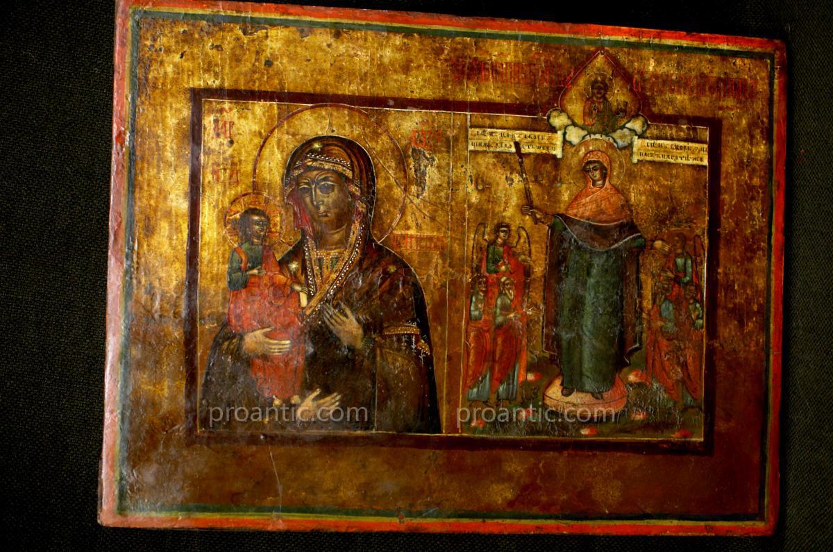 Icone Russe Avec La Vierge Et l'Enfant Et La Vierge De La Charite'-photo-2