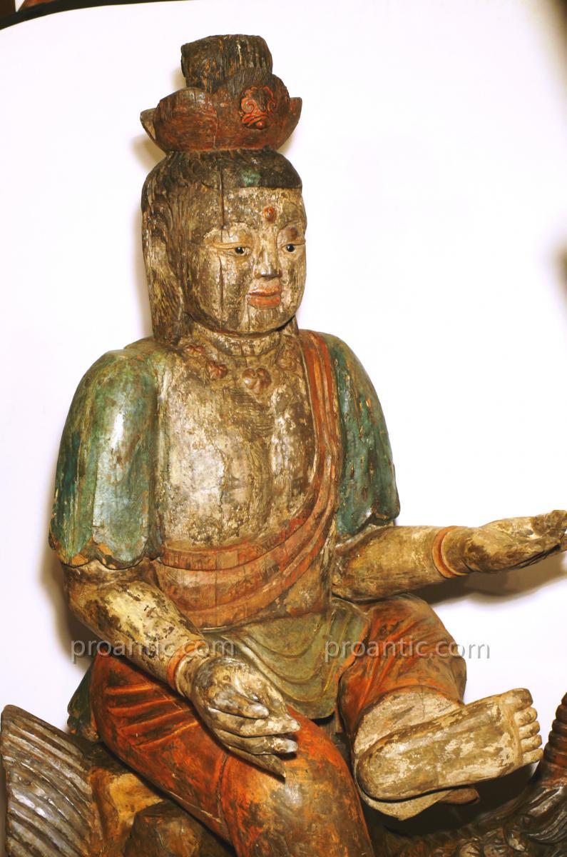 CINA, GRANDE BUDDA   IN LEGNO POCICROMO-photo-2