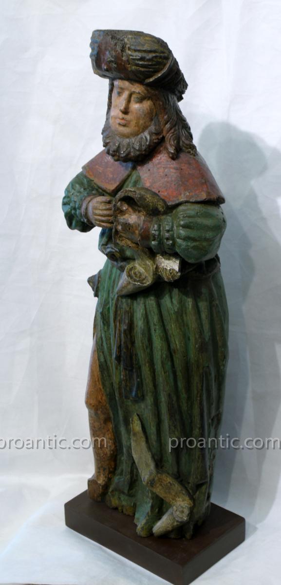 Statue XV° En Noyer Peint  'profete'-photo-2