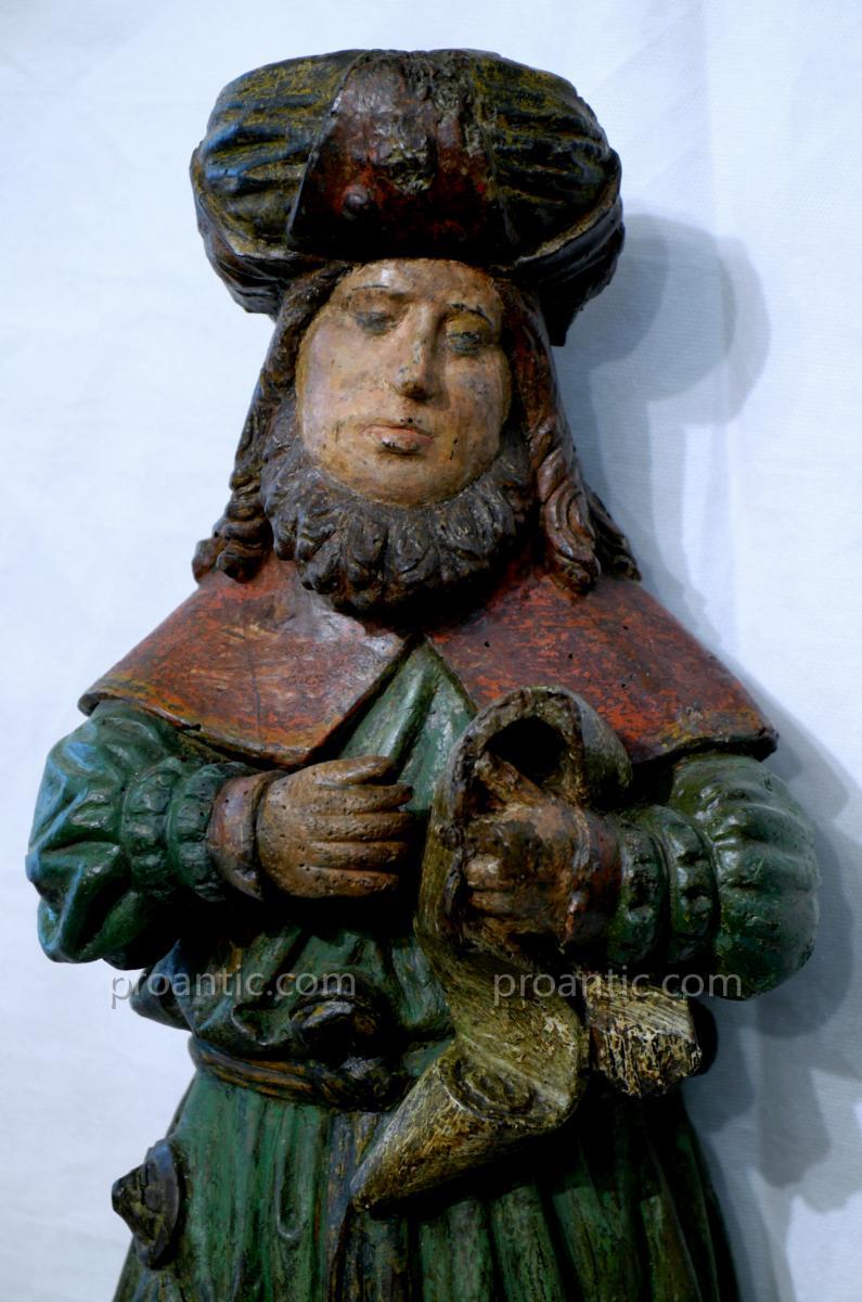 Statue XV° En Noyer Peint  'profete'-photo-4