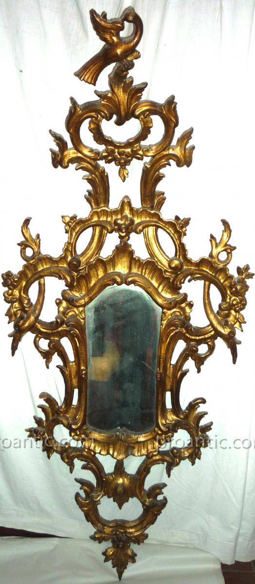 IMPORTANTE COPPIA DI SPECCHIERE ITALIANE IN LEGNO DORATO XVIII° SECOLO