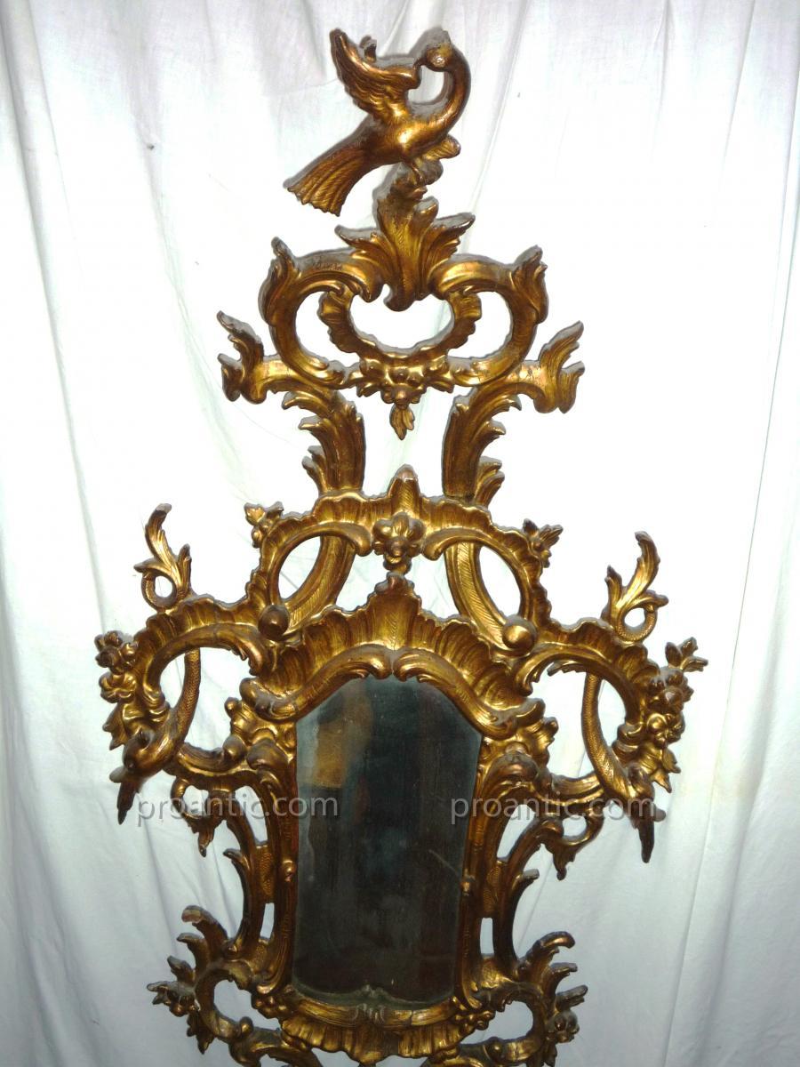 IMPORTANTE COPPIA DI SPECCHIERE ITALIANE IN LEGNO DORATO XVIII° SECOLO-photo-2