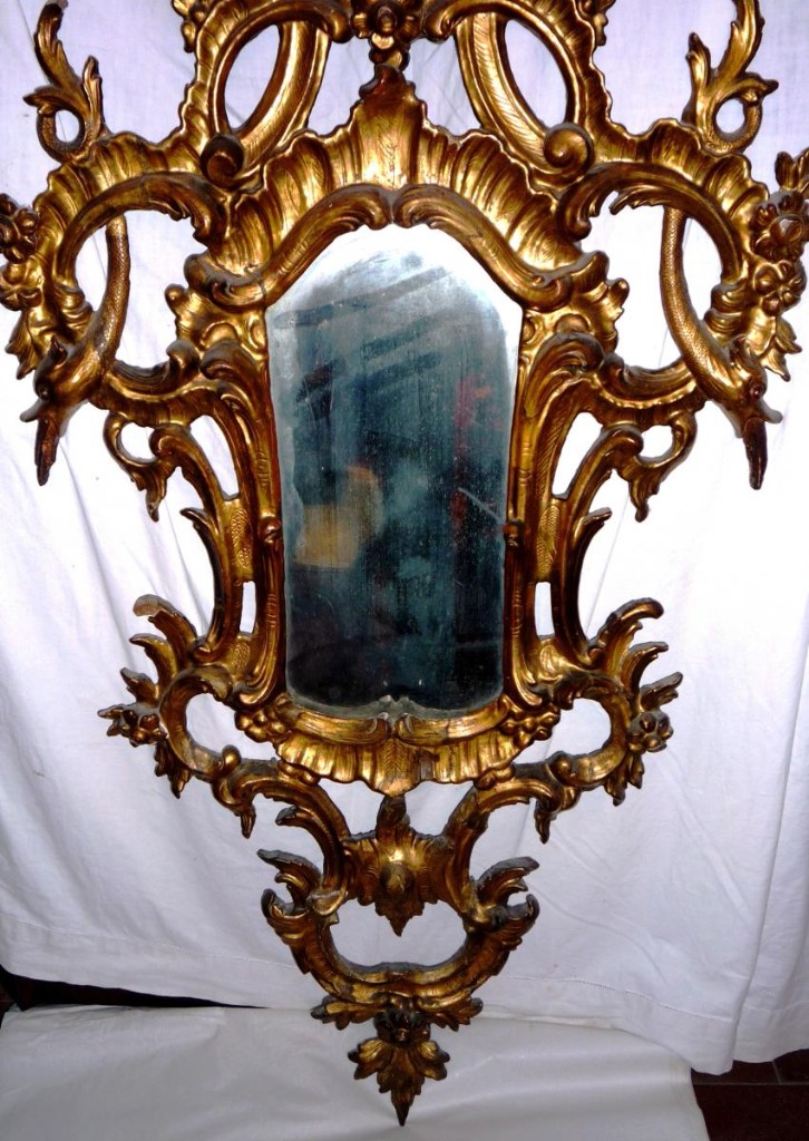 IMPORTANTE COPPIA DI SPECCHIERE ITALIANE IN LEGNO DORATO XVIII° SECOLO-photo-4