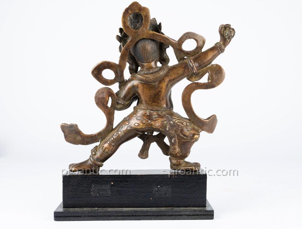 Mahakala En Bronze Encruste' De Cuivre Et Argent-photo-2