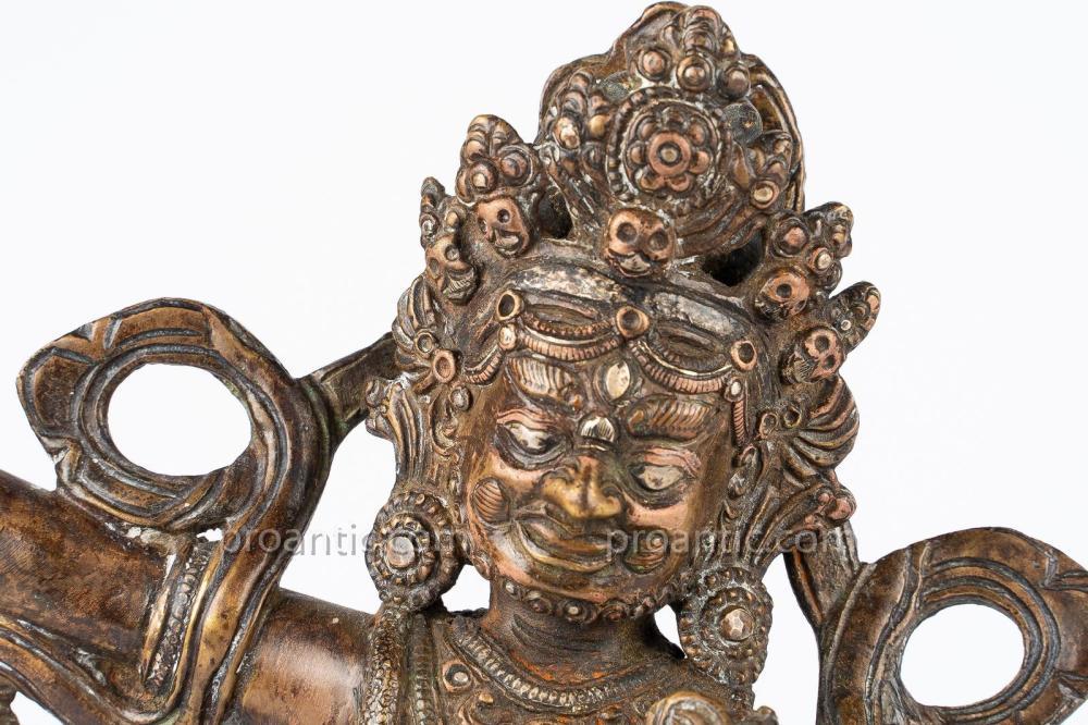 Mahakala En Bronze Encruste' De Cuivre Et Argent-photo-4